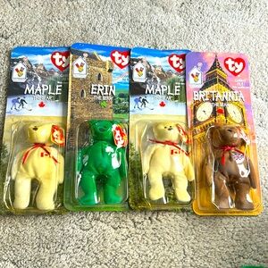 Ty mini beanie baby bears. Quantity of four by country w 2 of the maple the bear